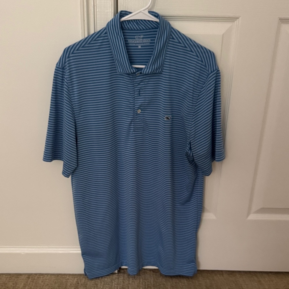 Vineyard Vines Blue and White Striped Polo Shirt